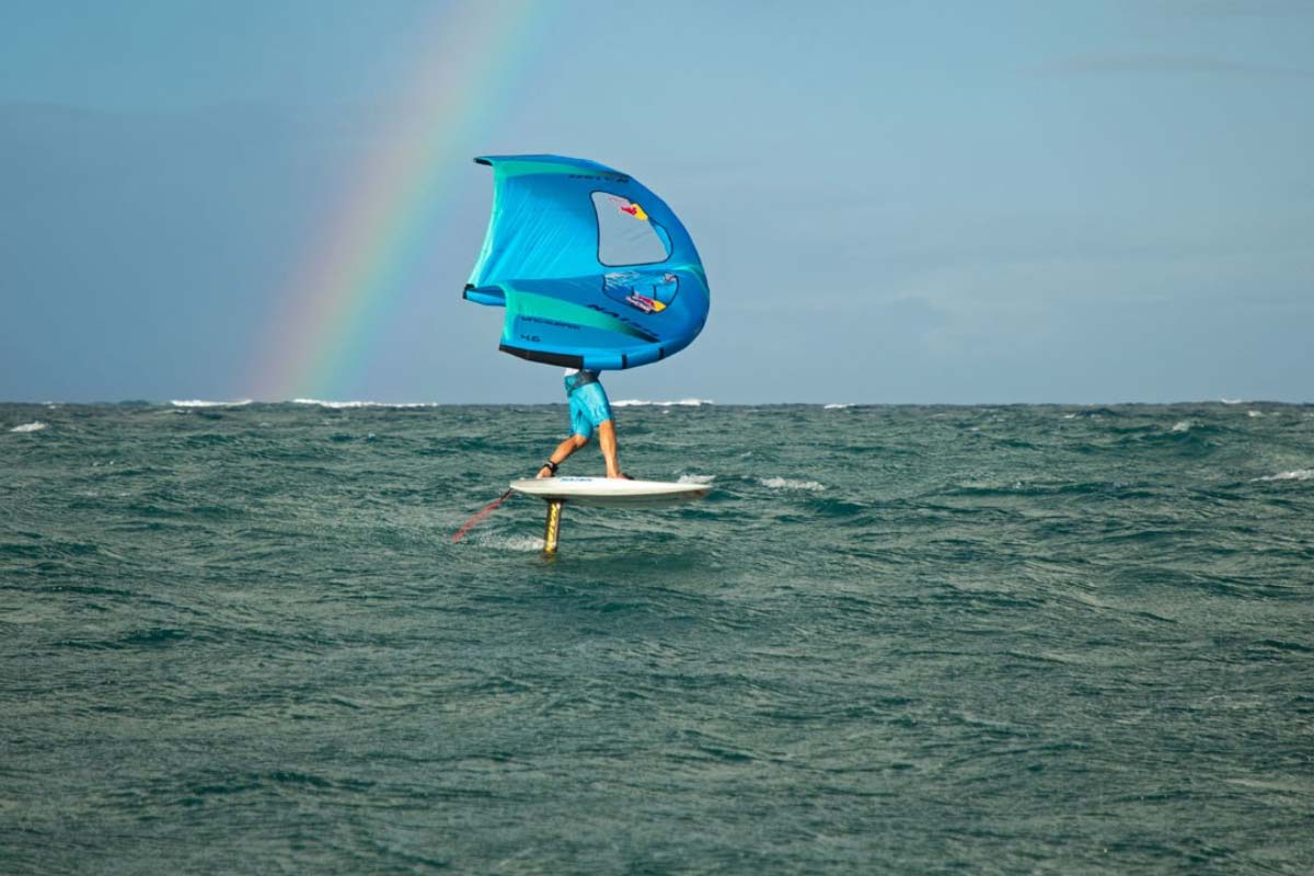 Wing-foiling past the rainbow - with the S26 Naish Wing-Surfer